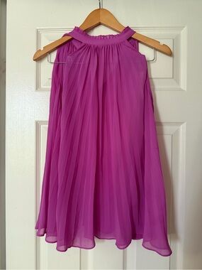 Women’s Pleated Chiffon Skirt in Bright Magenta
